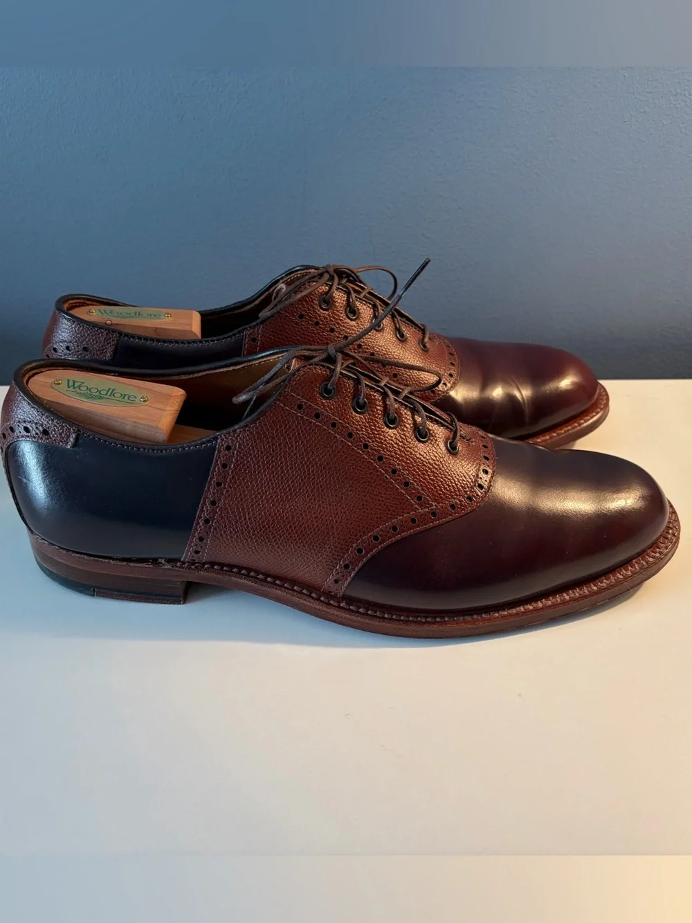 Alden x Leffot Color 8 & Brown Alpine Grain Saddle Shoe Size 10D